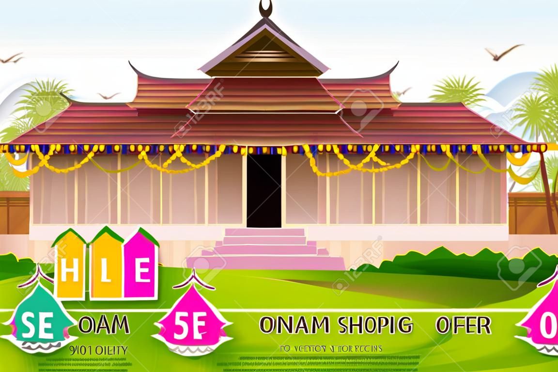easy to edit vector illustration of Happy Onam shopping Offer