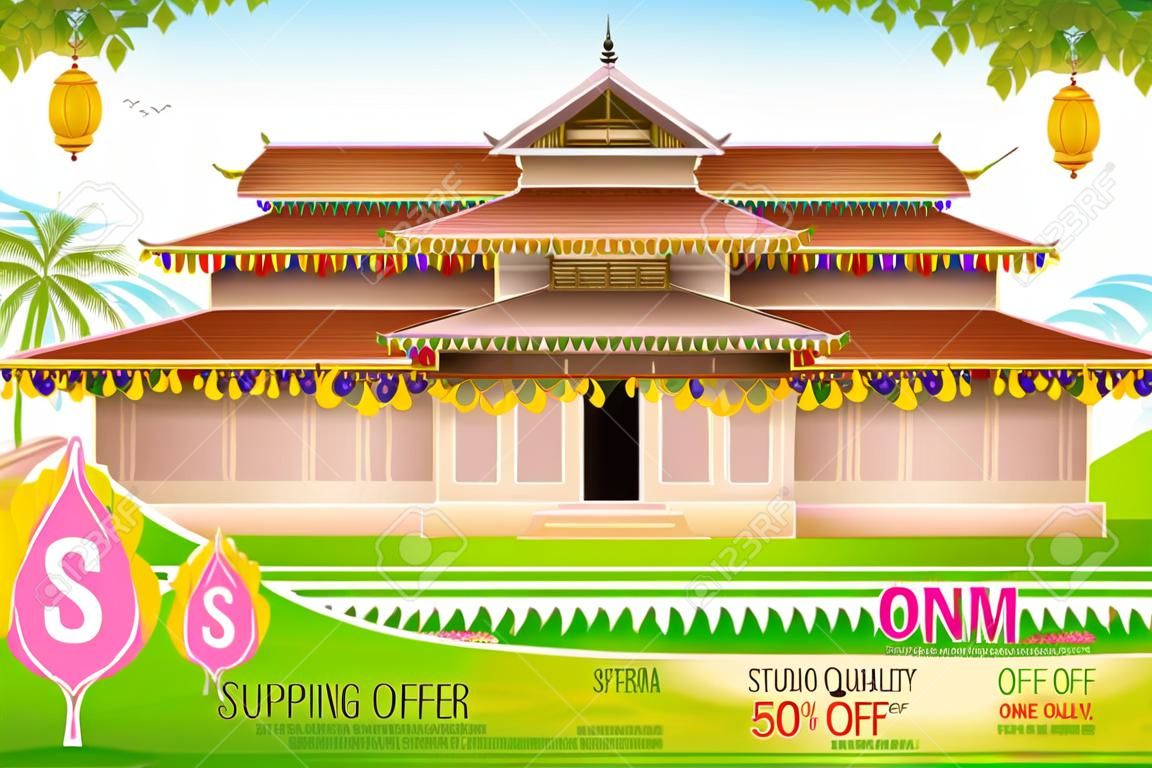 easy to edit vector illustration of Happy Onam shopping Offer