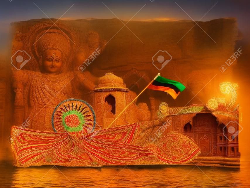 Фон Индии, демонстрирующий ее невероятную культуру и разнообразие с памятником, танцем и фестивалем