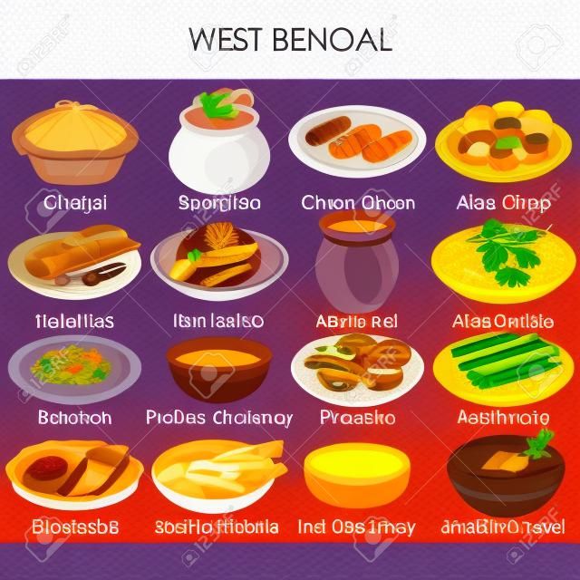 illustration of delicious traditional food of West Bengal India