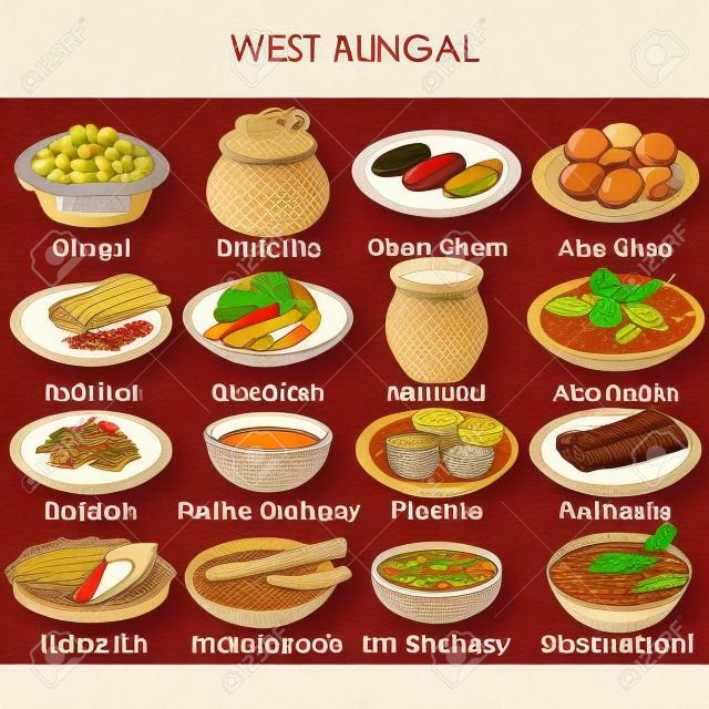 illustration of delicious traditional food of West Bengal India