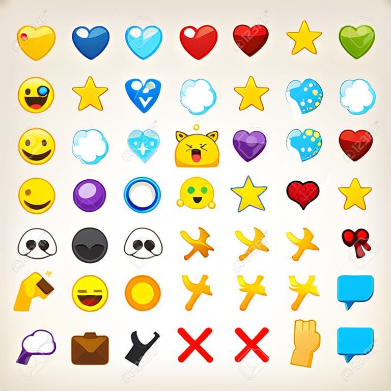 Coleção de emoticons gráficos, sinais e símbolos usados em chats online
