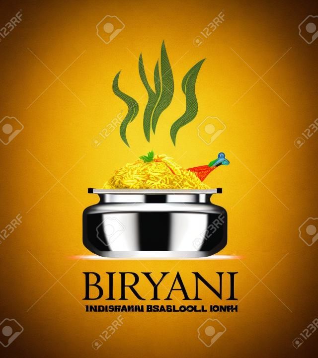 Um, ilustração, de, famoso, prato indiano, biryani, ícone