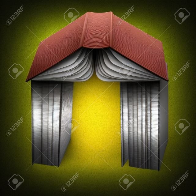 壁と屋根を持つ家として本型のスタック
