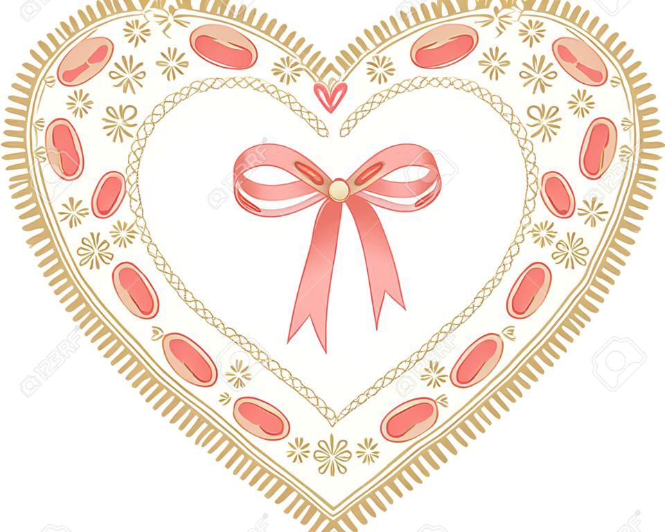 Heart embroidered on tape lace
