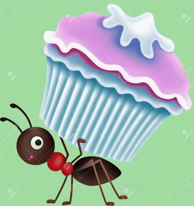 Ant Carrying Cupcake