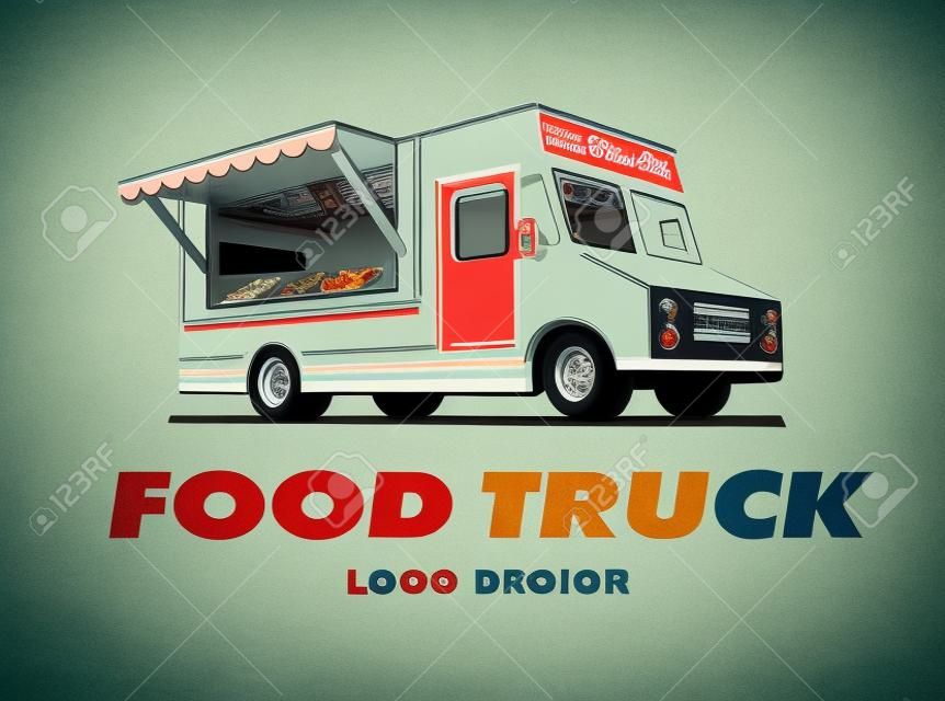 Különböző élelmiszer-teherautóknak van egy retro megjelenésük