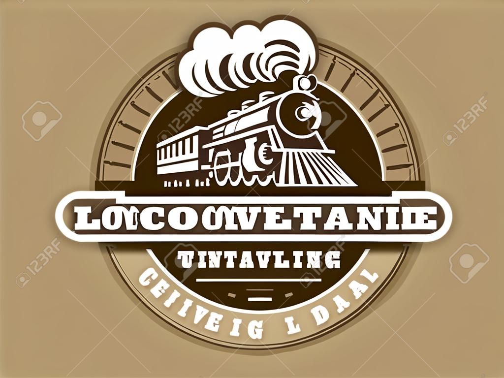 Locomotive illustration, vintage style emblem design