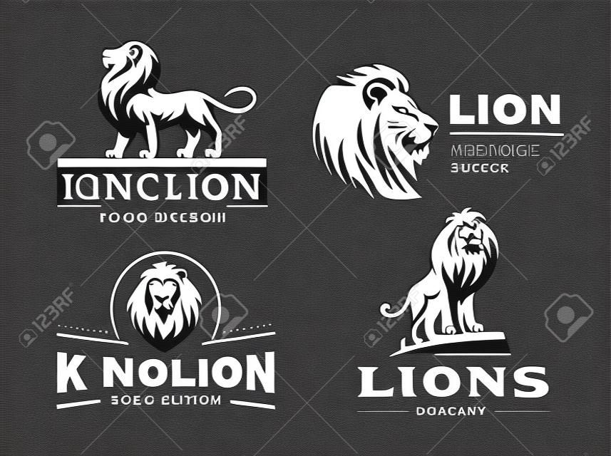 ライオンのロゴ - ベクトル図、エンブレム デザインを設定