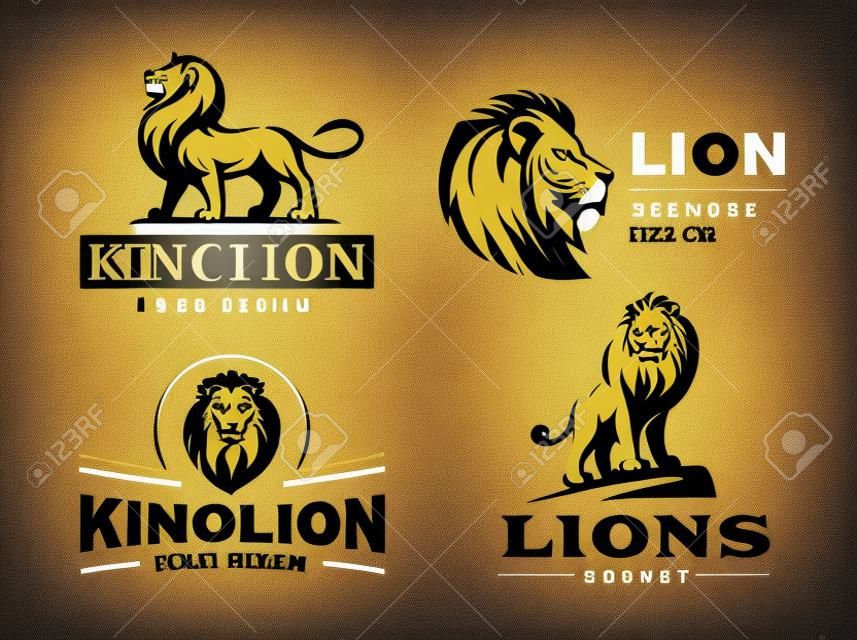 Conjunto de logotipo de leão - ilustração vetorial, design de emblema