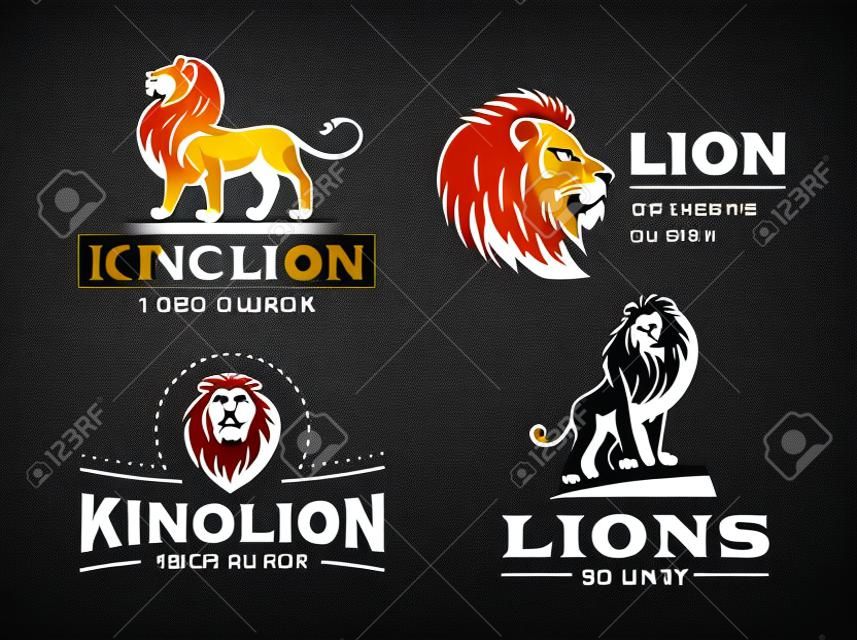 狮子标志集矢量插画徽章设计