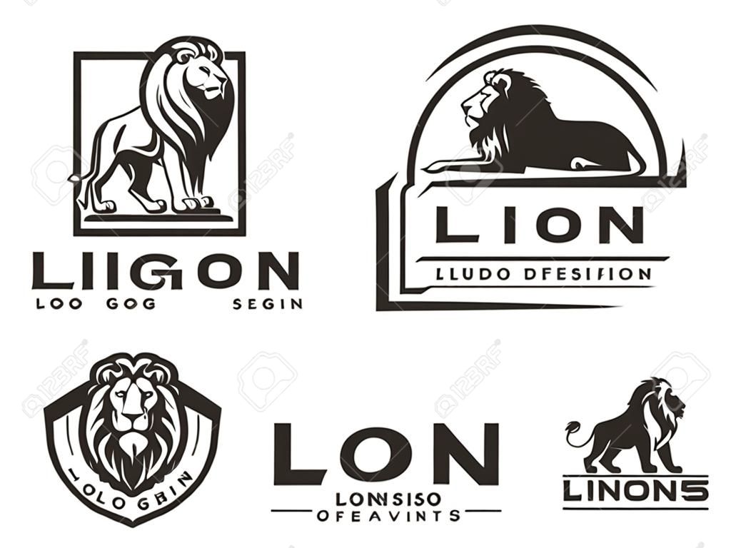 Conjunto de logotipo de leão - ilustração vetorial, design de emblema