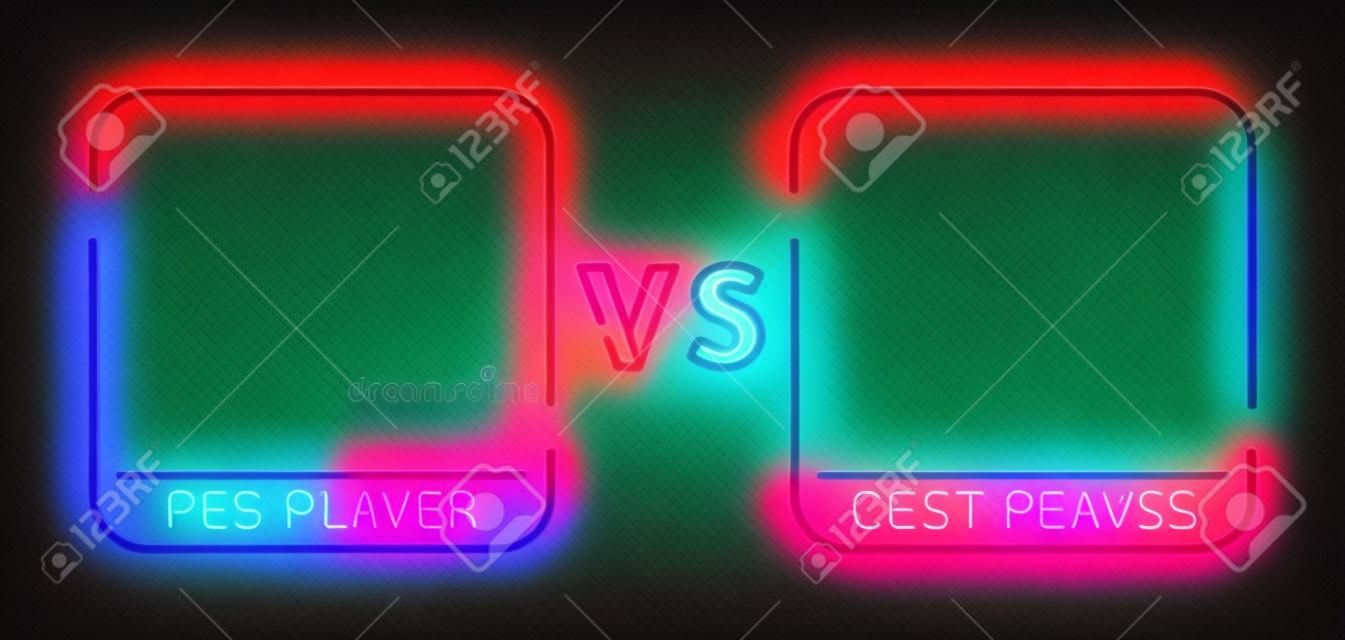 Versus neon sign. Neon symbol, icon, logo design template confrontation. Light banner, bright night advertising. Vector illustration.
