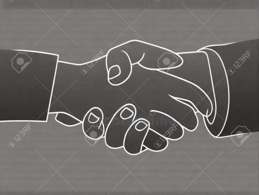isolated of Hand drawing of handshaking -Vector Illustration