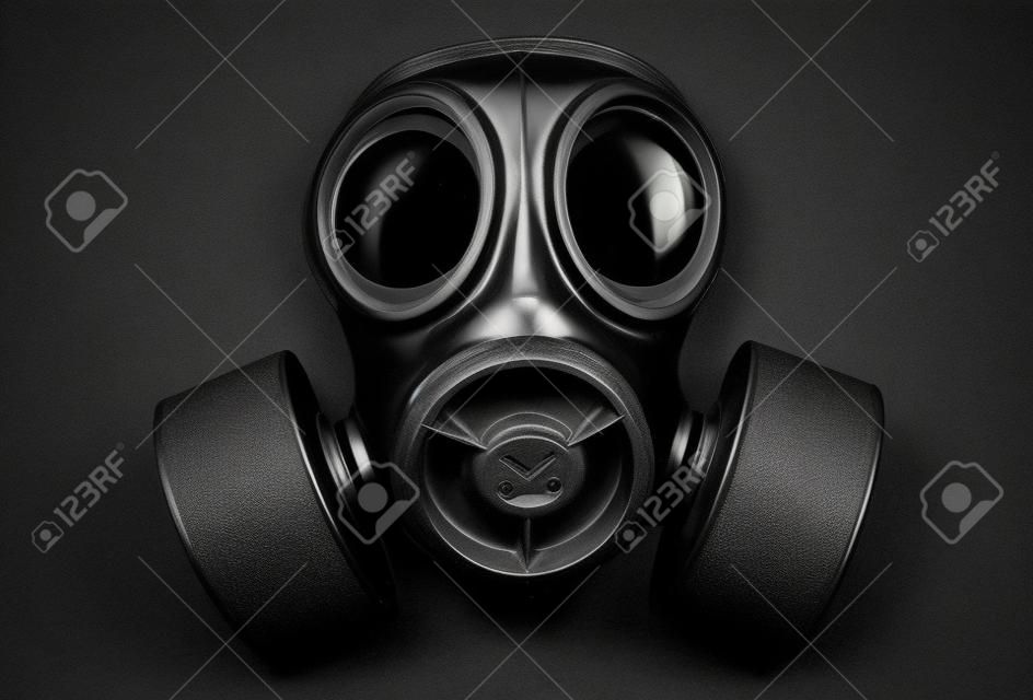 A black military gas mask for protection