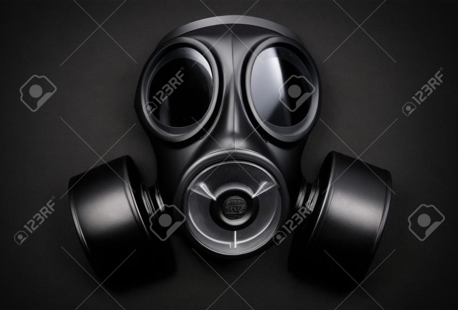 A black military gas mask for protection