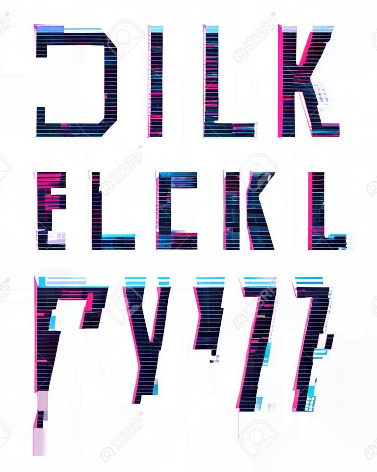 Split Glitch Letters, destorted and broken letters type. Vector illustration.