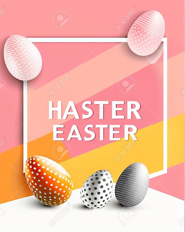 An abstract Easter Frame Design with 3D effects and room for promotion / holiday messages. Vector illustration