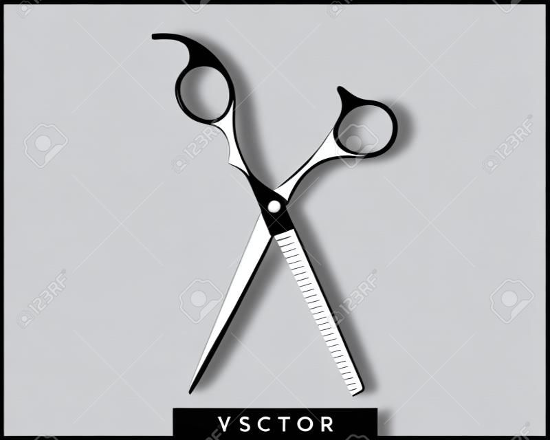 Scissor icon. Scissors vector design element or logo template. Black and white silhouette isolated.