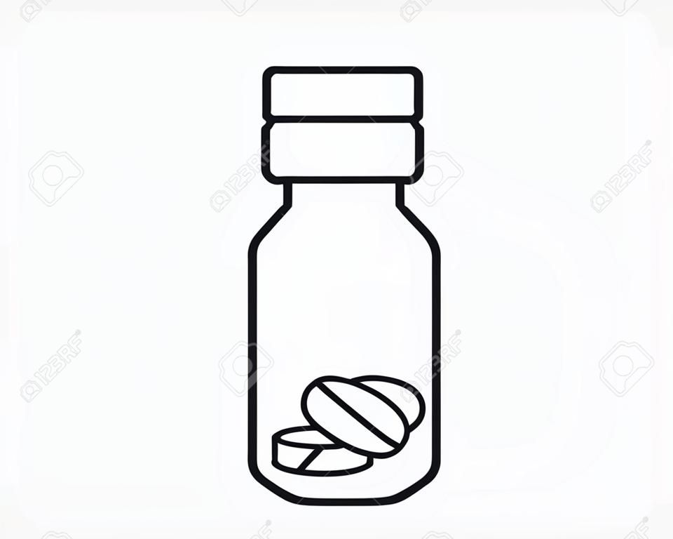 Vettore di icone mediche. Pillole icona medicina farmaco. Siluetta in bianco e nero isolata su priorità bassa.