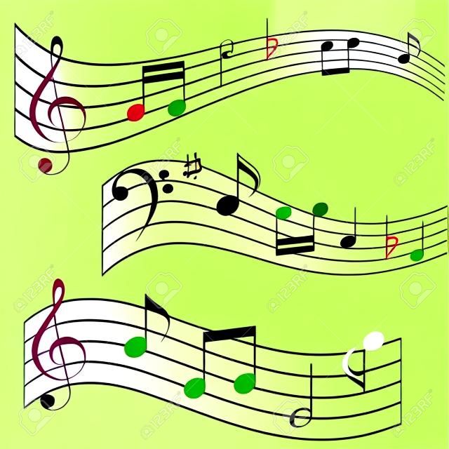 Note musicali sul foglio di musica (melodia compiuto)