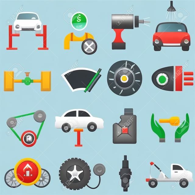 Conjunto de ícones de manutenção e reparo de carro
