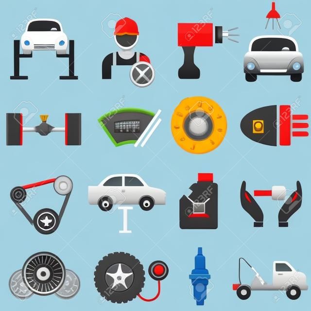 Conjunto de ícones de manutenção e reparo de carro
