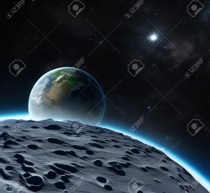 地球的意見，從月球表面 - 美國和星系