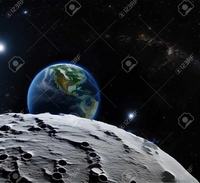 地球的意見，從月球表面 - 美國和星系