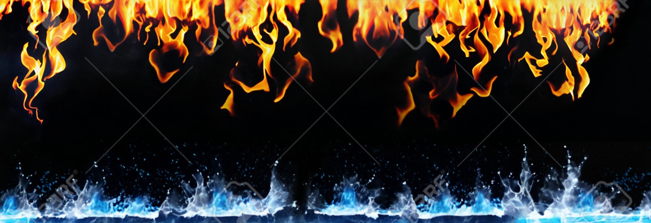fire and water on black - opposite energy