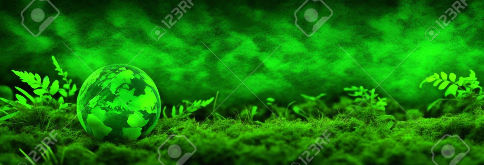 Globo verde de musgo - Concepto ambiental