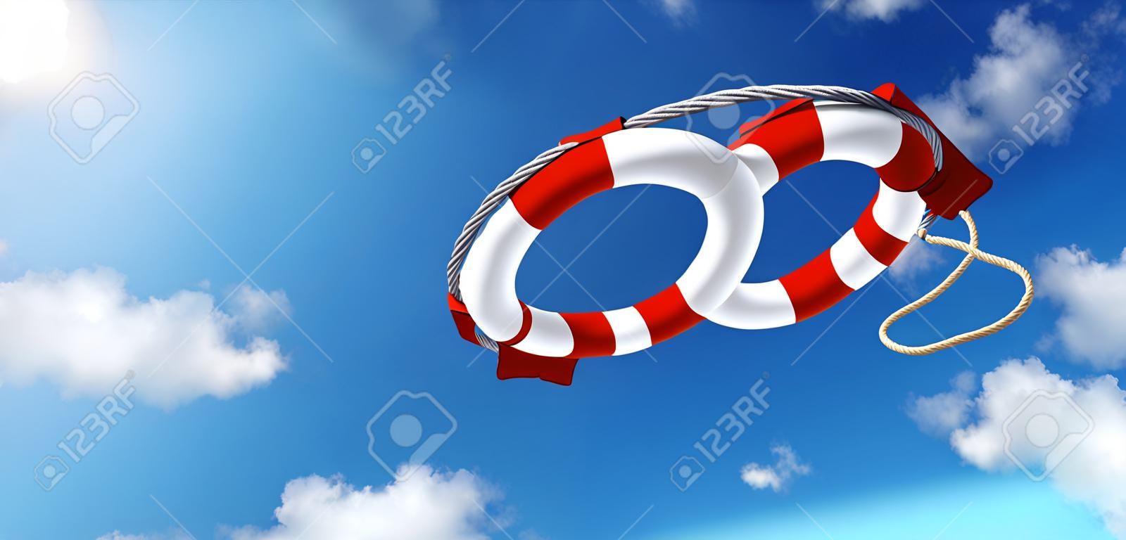 Throwing A Life Preserver In The Sky - Help Concept