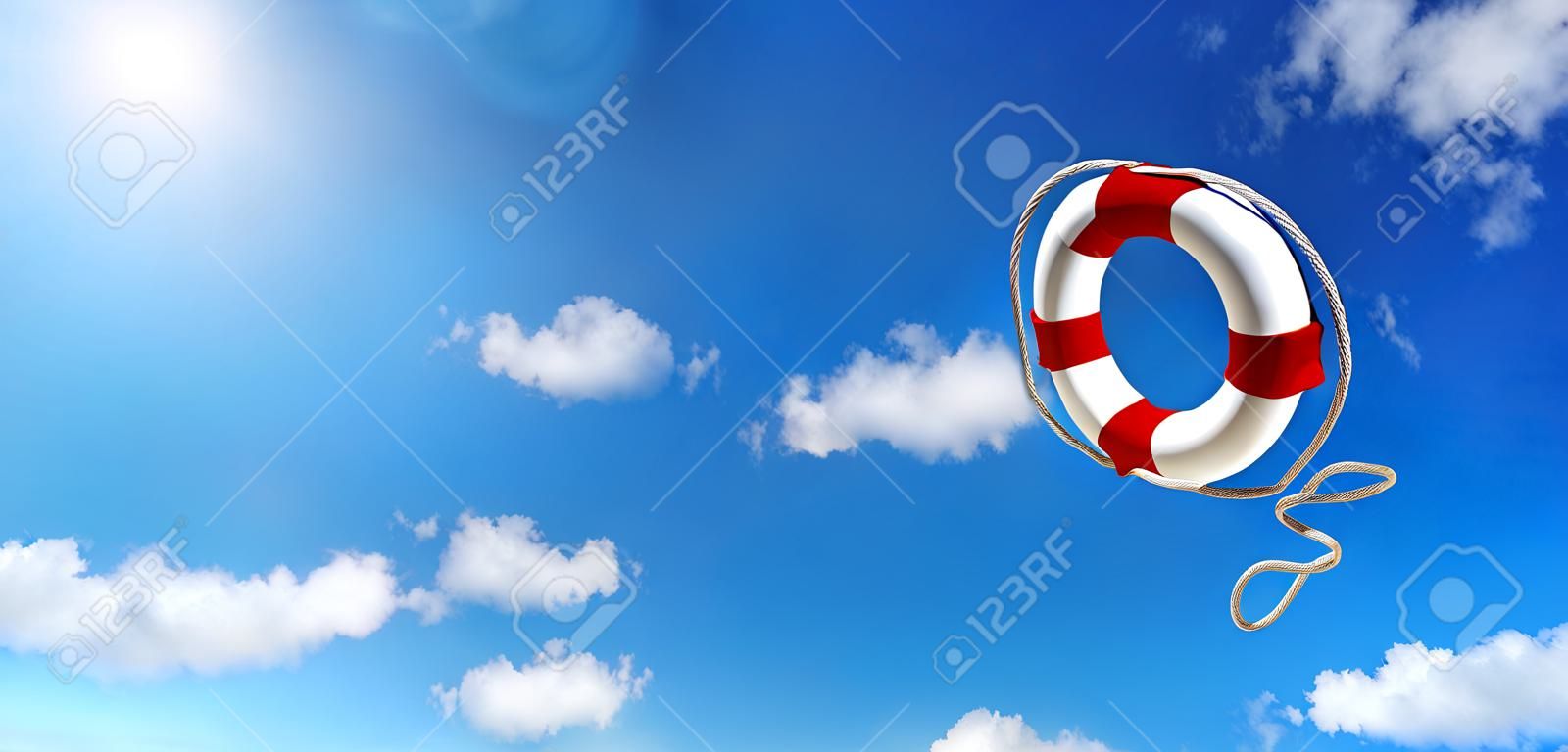 Throwing A Life Preserver In The Sky - Help Concept