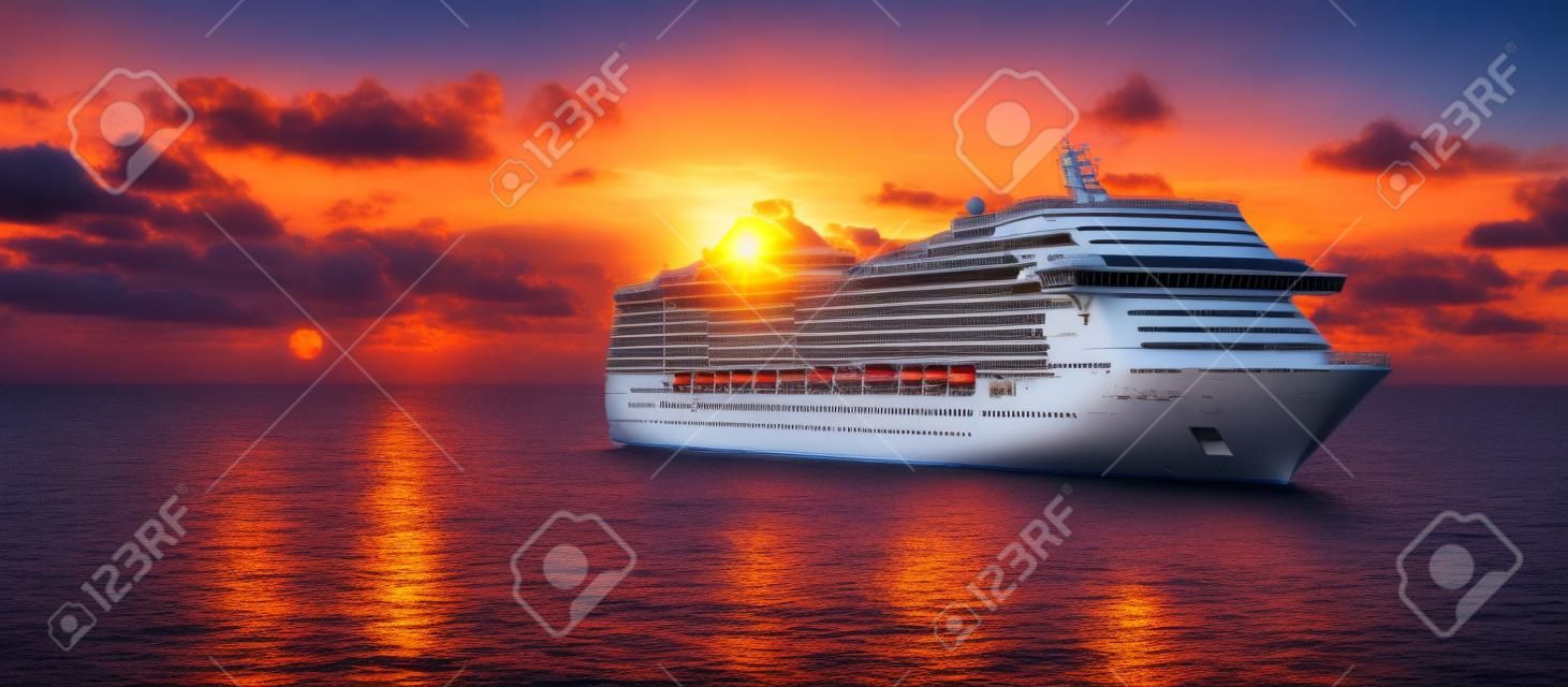 Cruise At Sunset In Ocean