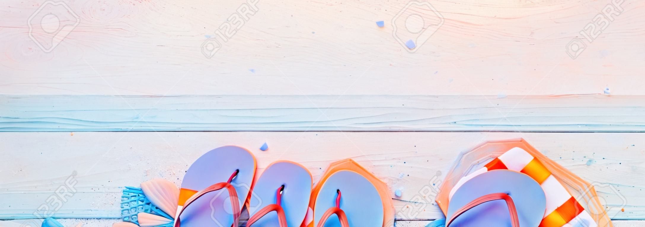 Summer Minimal Design With Beach Accessories - Teal And Orange Colors Gradient