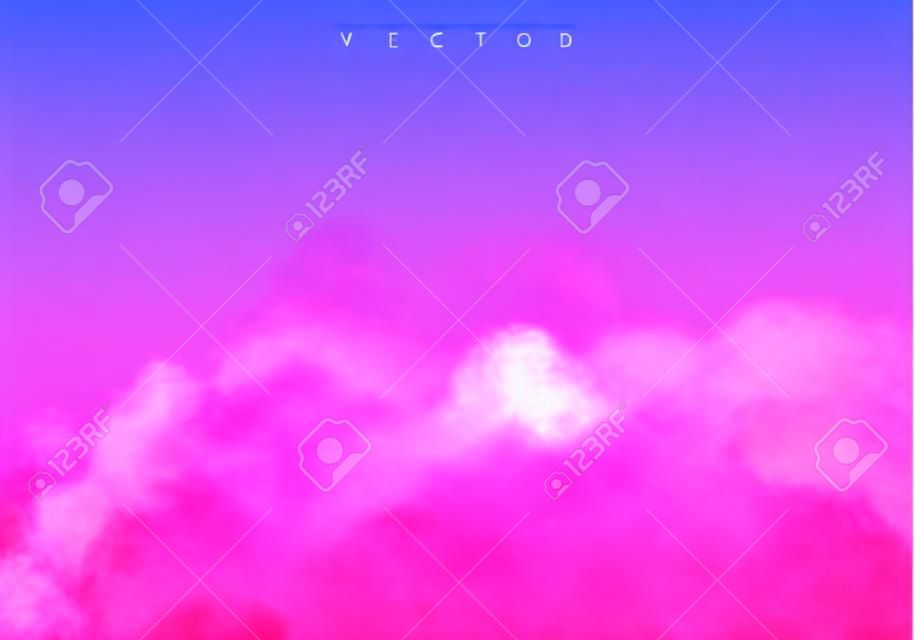 Nevoeiro vermelho ou fumaça cor isolado efeito especial transparente. Nublado vetor branco, fundo de névoa smog. ilustração