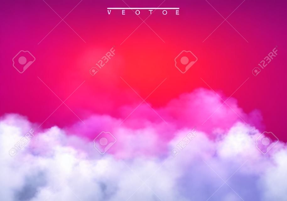 Brouillard rouge ou fumée couleur isolé effet spécial transparent. Nébulosité de vecteur blanc, fond de smog brouillard. illustration