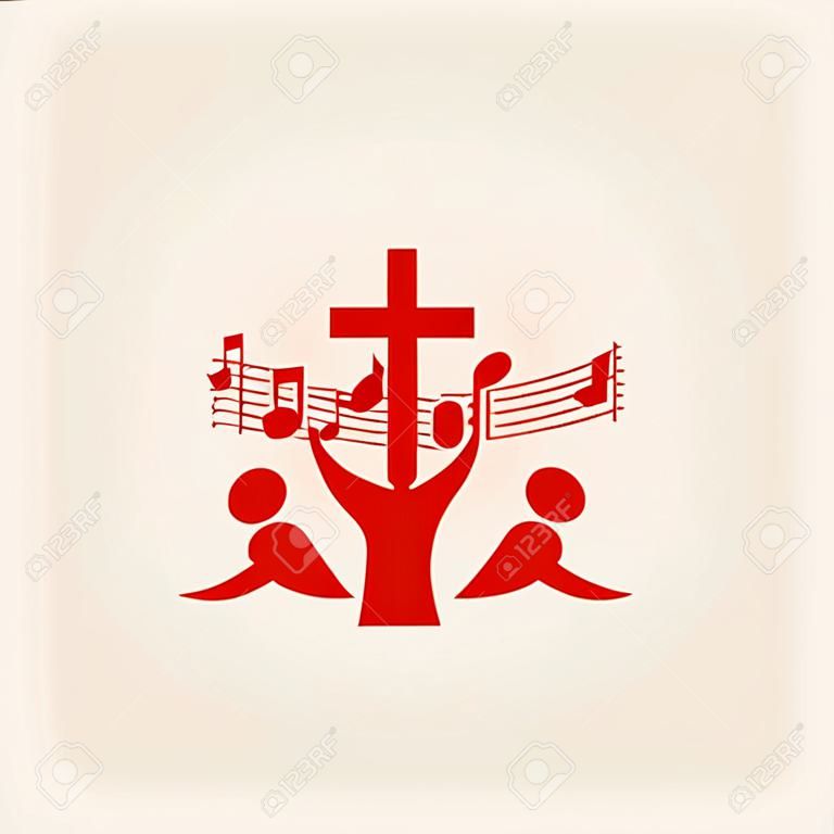 教堂标志十字架音乐音符歌曲合唱团人民红