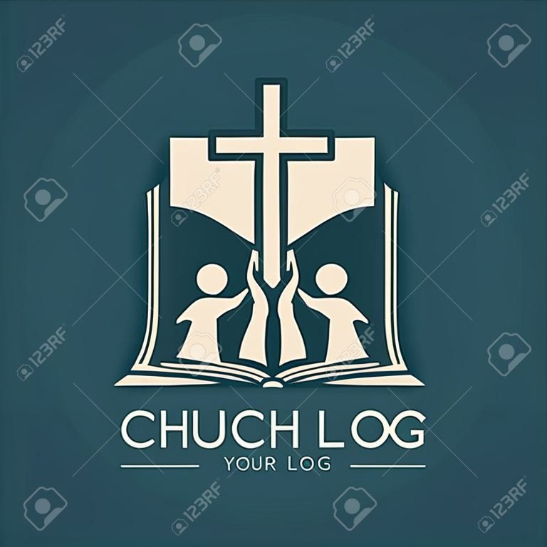 Logo Chiesa. Appartenenza, Bibbia, amicizia, persone, sagome, croce, icona, simbolo