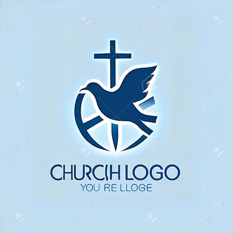 教堂标志任务环球鸽十字基督教图标