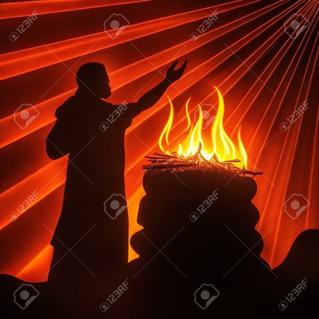Istentisztelet, ima. Az oltár Isten, tűz, áldozat