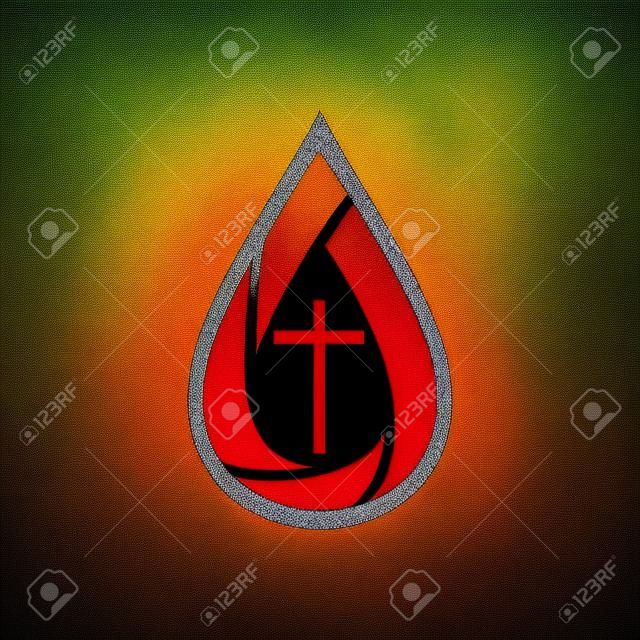 Logo Kirche. Christliche Symbole. Ein Tropfen. Jesus - die Quelle des lebendigen Wassers.