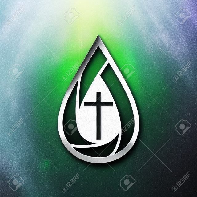 Логотип церкви. Христианские символы. Капля. Иисус - источник живой воды.