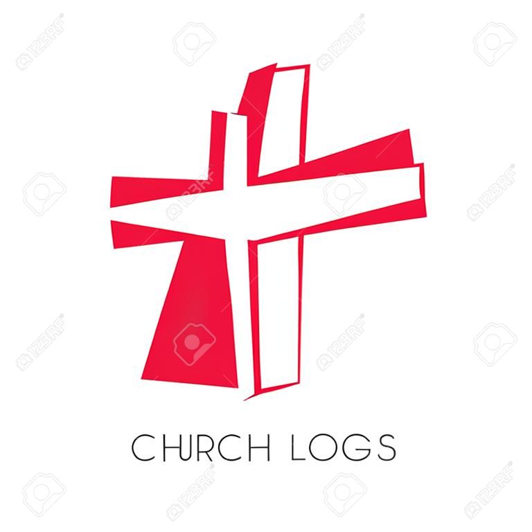 Kerklogo. Christelijke symbolen. Het Kruis van Jezus Christus.