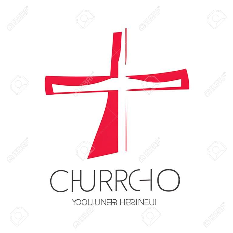 Logotipo da Igreja. Símbolos cristãos. A Cruz de Jesus Cristo.