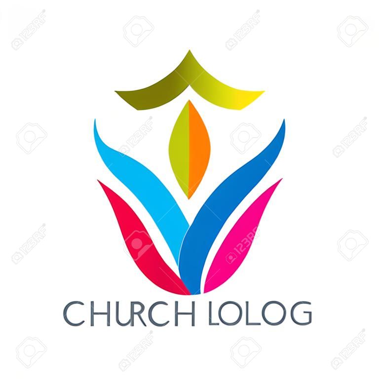 Логотип Церкви. Христианские символы. Люди поклонялись Господу Иисусу Христу