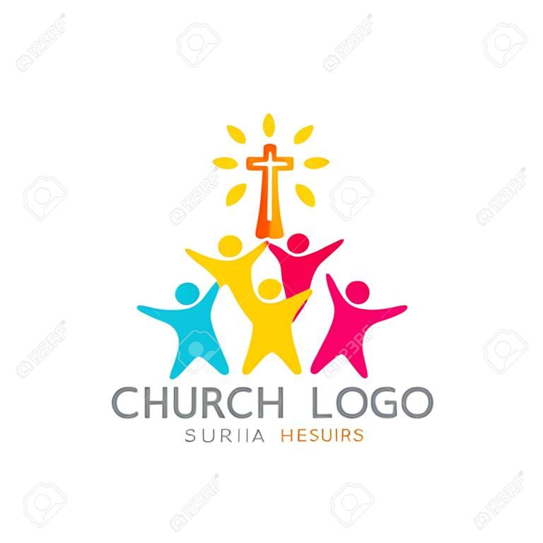 Logo de l'église. Symboles chrétiens. Les gens adorèrent le Seigneur Jésus-Christ