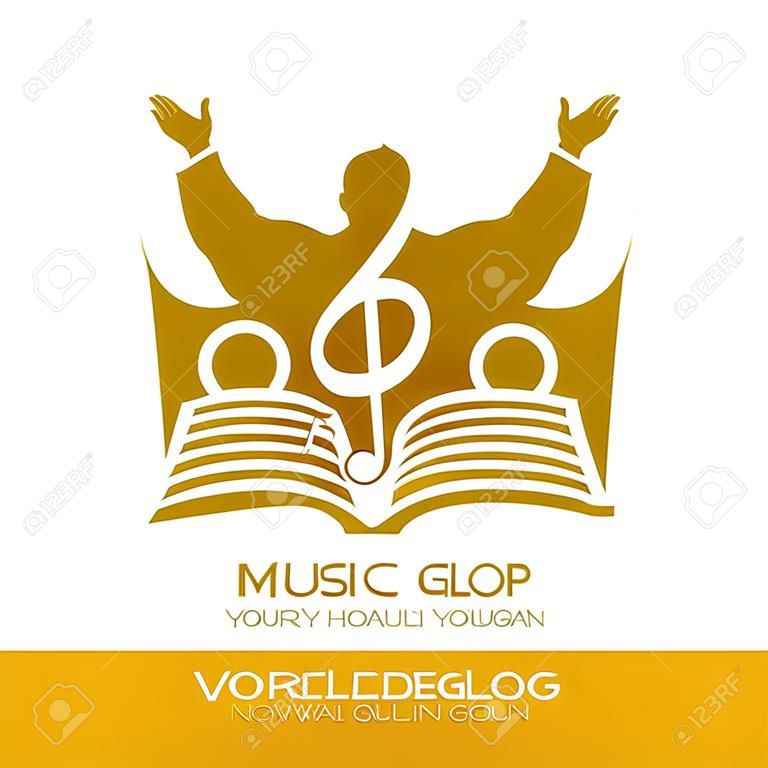 Musik christliche Symbole. Anbetung Gottes, der Menschen und des Violinschlüssels auf dem Hintergrund der Bibel