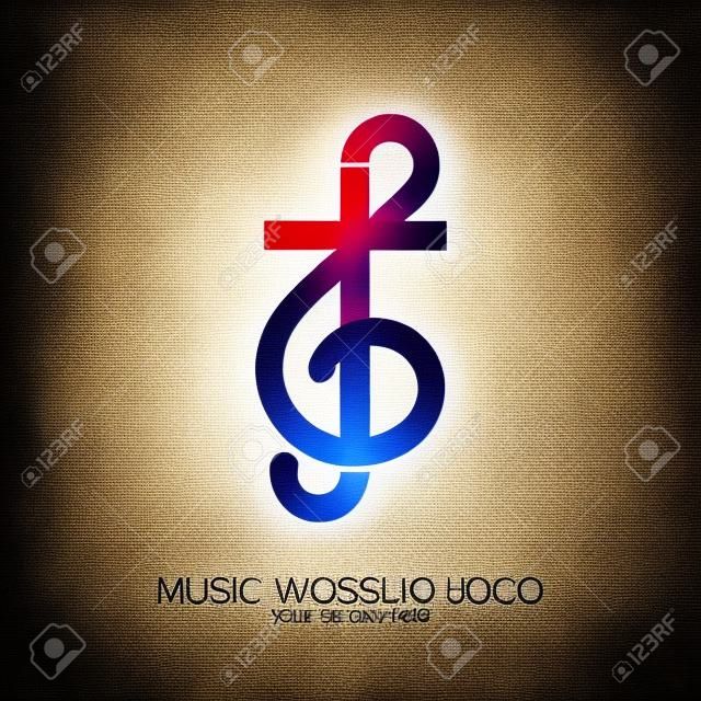音楽キリスト教のシンボル。高音のクレフとイエスの十字架の組み合わせ