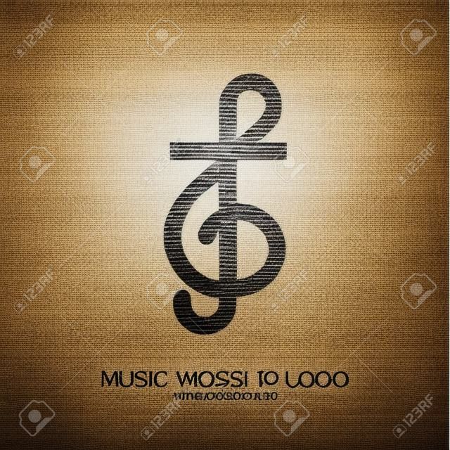 Muziek Christelijke symbolen. De combinatie van de treble sleutel en het kruis van Jezus